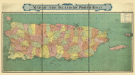 Puerto Rico 1915  - Old State Map Reprint
