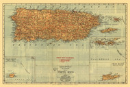 Puerto Rico 1921  - Old State Map Reprint