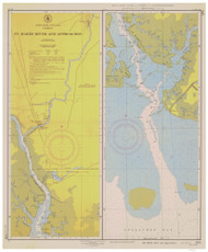 St Marks River and Approaches 1954 - Old Map Nautical Chart AC Harbors 484-11406 - Florida (East Coast)