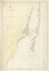 Miami Harbor and Approaches 1921B - Old Map Nautical Chart AC Harbors 583 - Florida (East Coast)