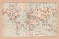 World Map, New York 1876 - Old Town Map Reprint - Warren Co. Atlas 3