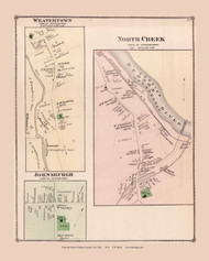North Creek, Weavertown, New York 1876 - Old Town Map Reprint - Hudson River- Warren Co. Atlas 9