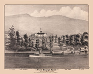 Fort George Hotel, New York 1876 - Old Town Map Reprint - Lake George - Warren Co. Atlas 54