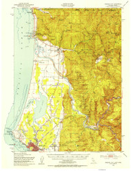 Crescent City, CA Coast 1954 USGS Old Topo Map 15x15 Quad
