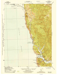Requa (Klamath), CA Coast 1945 USGS Old Topo Map 15x15 Quad