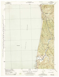 Orick, CA Coast 1945 USGS Old Topo Map 15x15 Quad