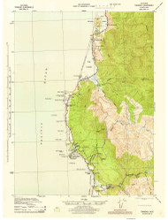 Trinidad, CA Coast 1945 USGS Old Topo Map 15x15 Quad