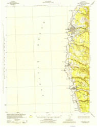 Fort Bragg, CA Coast 1943 USGS Old Topo Map 15x15 Quad
