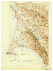 Point Reyes, CA Coast 1918 USGS Old Topo Map 15x15 Quad