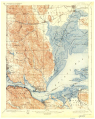 Carquinez, CA Coast 1926 USGS Old Topo Map 15x15 Quad