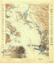 San Francisco, CA Coast 1899 USGS Old Topo Map 15x15 Quad
