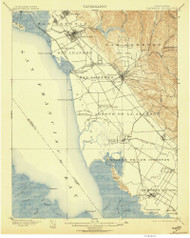 Haywards, CA Coast 1906 USGS Old Topo Map 15x15 Quad