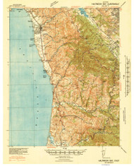Halfmoon Bay, CA Coast 1941 USGS Old Topo Map 15x15 Quad