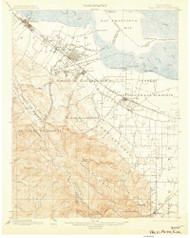 Palo Alto, CA Coast 1906 USGS Old Topo Map 15x15 Quad