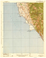 Ano Nuevo, CA Coast 1942 USGS Old Topo Map 15x15 Quad