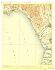 Capitola, CA Coast 1922 USGS Old Topo Map 15x15 Quad