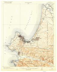 Monterey, CA Coast 1918 USGS Old Topo Map 15x15 Quad