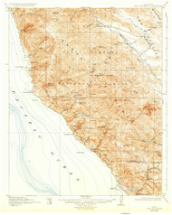 Cape San Martin, CA Coast 1932 USGS Old Topo Map 15x15 Quad