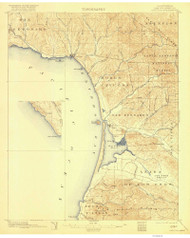 Cayucos, CA Coast 1917 USGS Old Topo Map 15x15 Quad