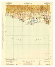 Goleta, CA Coast 1943 USGS Old Topo Map 15x15 Quad