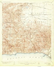 Calabasas, CA Coast 1924 USGS Old Topo Map 15x15 Quad