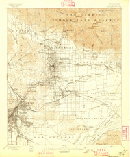 Pasadena, CA Coast 1896 USGS Old Topo Map 15x15 Quad
