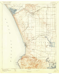 Redondo, CA Coast 1916 USGS Old Topo Map 15x15 Quad