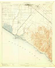Santa Ana, CA Coast 1915 USGS Old Topo Map 15x15 Quad