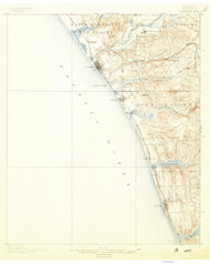 Oceanside, CA Coast 1901 USGS Old Topo Map 15x15 Quad