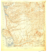 La Jolla, CA Coast 1903 USGS Old Topo Map 15x15 Quad