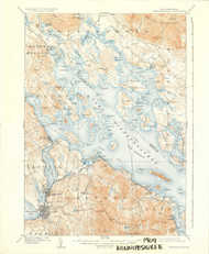 Winnepesaukee, New Hampshire 1909 (1935) USGS Old Topo Map 15x15 NH Quad