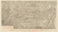 Catskill Mountains, New York 1885 Bird's Eye View - Old Map Reprint