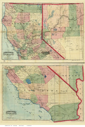 California 1874  - Old State Map Reprint