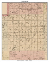 Leavenworth - Lake Altermatt, Brown Co. Minnesota 1886 Old Town Map Custom Print - Brown Co.