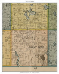 Great Bend - Windom String Lakes, Cottonwood Co. Minnesota 1898 Old Town Map Custom Print - Cottonwood Co.