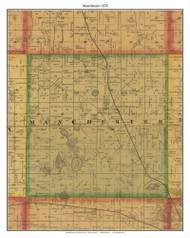 Manchester - Sugar Lake, Freeborn Co. Minnesota 1878 Old Town Map Custom Print - Freeborn Co.