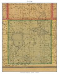 Nunda - Bear Lake - Twin Lakes, Freeborn Co. Minnesota 1878 Old Town Map Custom Print - Freeborn Co.
