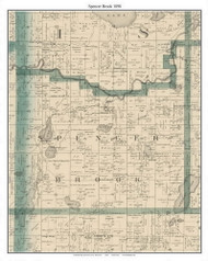 Spencer Brook, Isanti Co. Minnesota 1898 Old Town Map Custom Print - Isanti Co.
