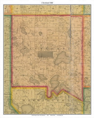 Cleveland, LeSuer Co. Minnesota 1880 Old Town Map Custom Print - LeSuer Co.