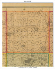 Derrynane, LeSuer Co. Minnesota 1880 Old Town Map Custom Print - LeSuer Co.