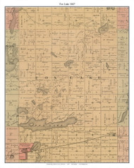 Fox Lake, Martin Co. Minnesota 1887 Old Town Map Custom Print - Martin Co.