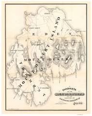 Mount Desert Island, Maine Old Map Reprint Dodge 1872 - Cities Other
