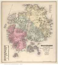 Mount Desert Island, Maine Old Map Reprint Eden Tremont 1887 - Cities Other