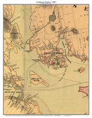 Northeast Harbor, Maine Old Map Custom Print Colby & Stuart 1887 - Cities Other MDI ColbyStuart