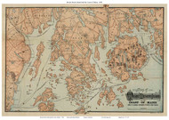 Mount Desert Island, Maine Old Map Reprint B&M 1890 - Cities Other