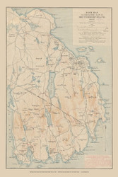 Eastern Part of Mount Desert Island, Maine Old Map Reprint Waldron Bates, Rand & Jacques 1900 - Cities Other