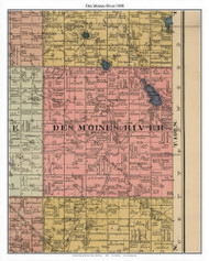 Des Moines River - Lake Louisa, Murray Co. Minnesota 1898 Old Town Map Custom Print - Murray Co.