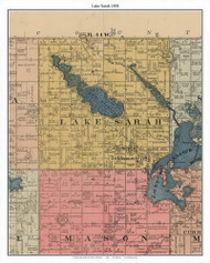 Lake Sarah, Murray Co. Minnesota 1898 Old Town Map Custom Print - Murray Co.