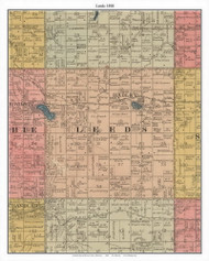Leeds - Hadley, Murray Co. Minnesota 1898 Old Town Map Custom Print - Murray Co.