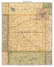 Redwood Falls, Redwood Co. Minnesota 1898 Old Town Map Custom Print - Redwood Co.